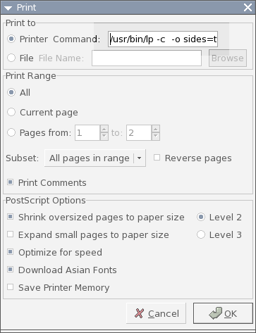 Comando de impresión desde Acrobat Reader en Solaris