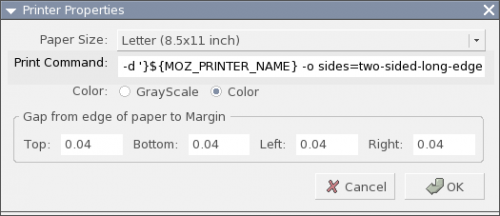 Comando de impresión desde Mozilla Firefoz en Solaris